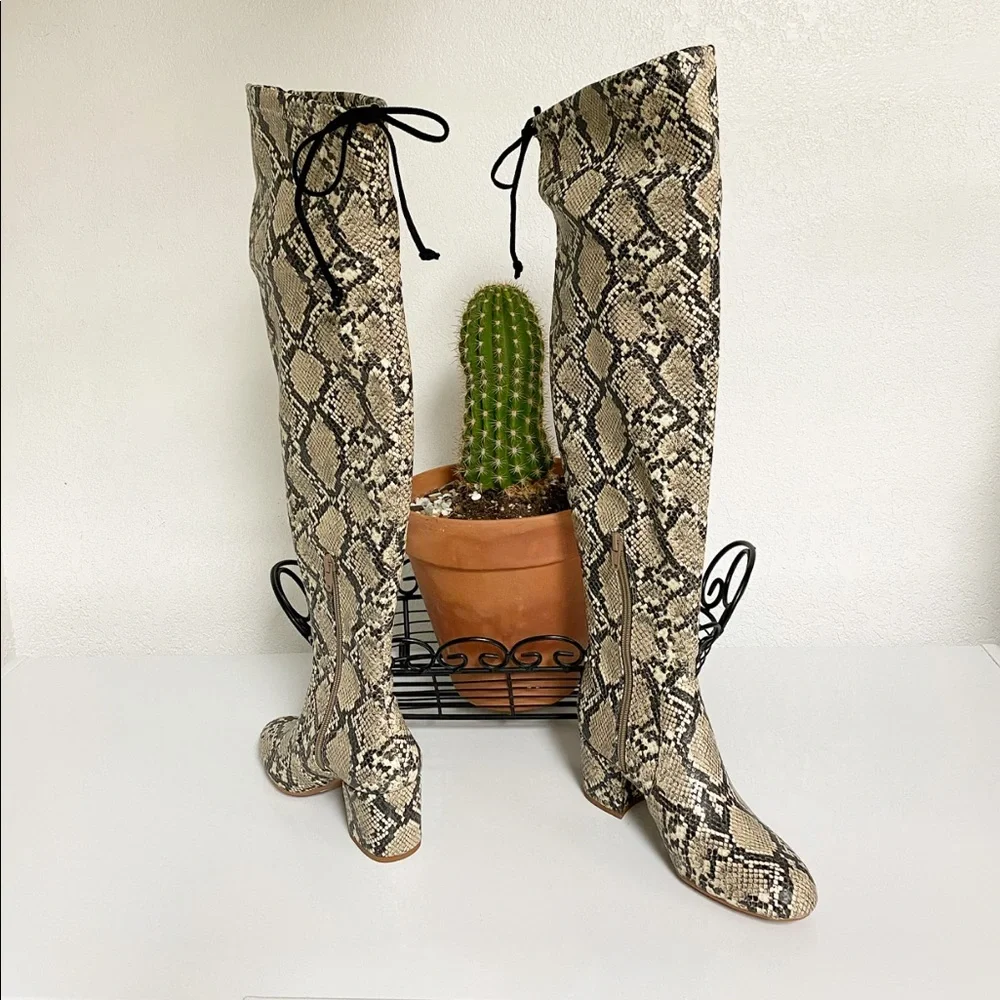 NEW Gianni Bini Snake Print Over The Knee Boot